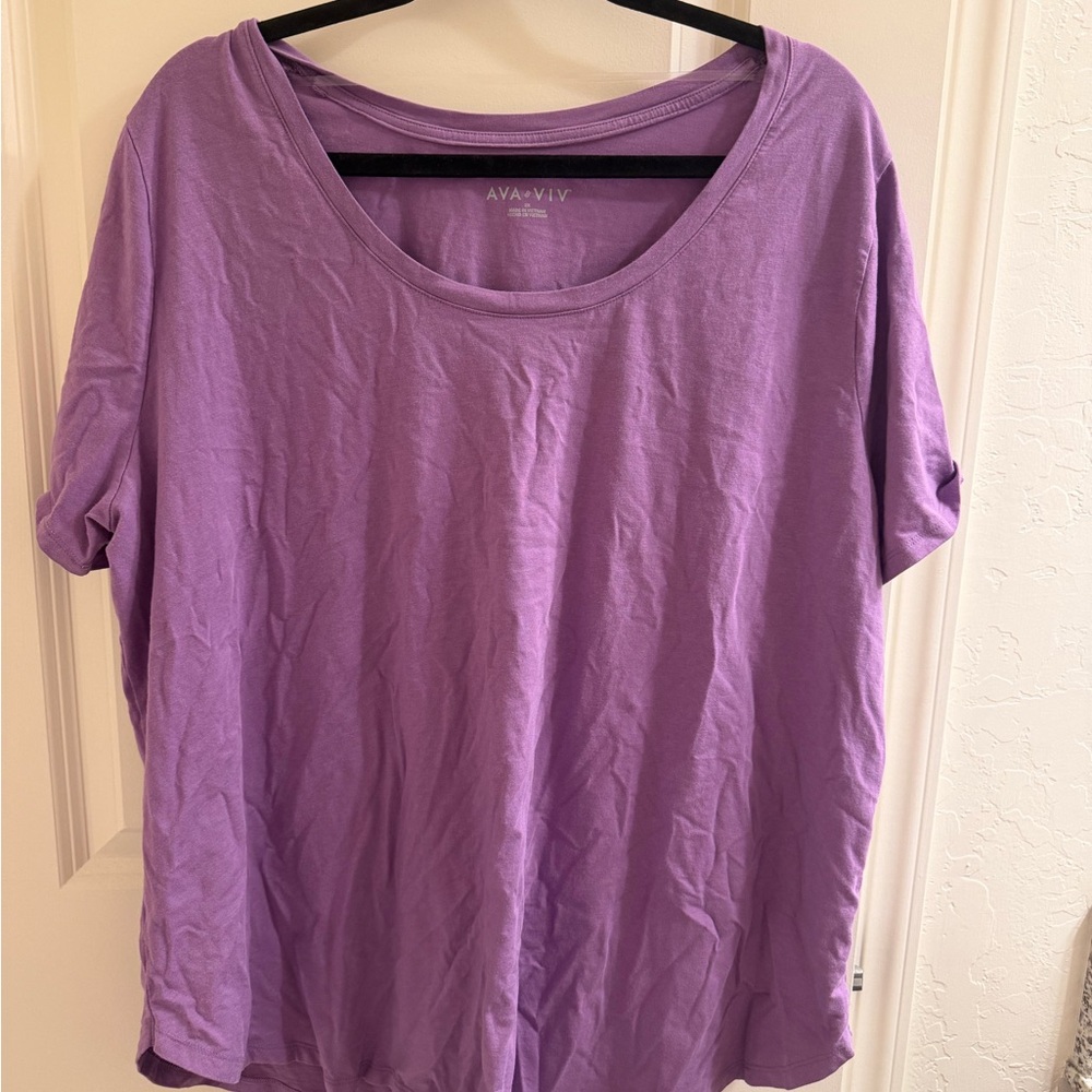 Ava & Viv Lavender Scoop Neck Short Sleeve Tee